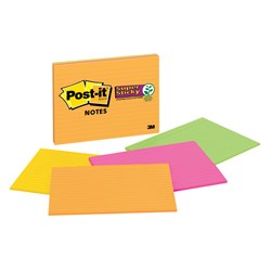 Post-It Note 203x152 6845-Sspl Super Sticky Neon Lined 4 Pack